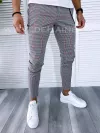Pantaloni barbati casual regular fit gri in carouri B1910 17-4 e ~